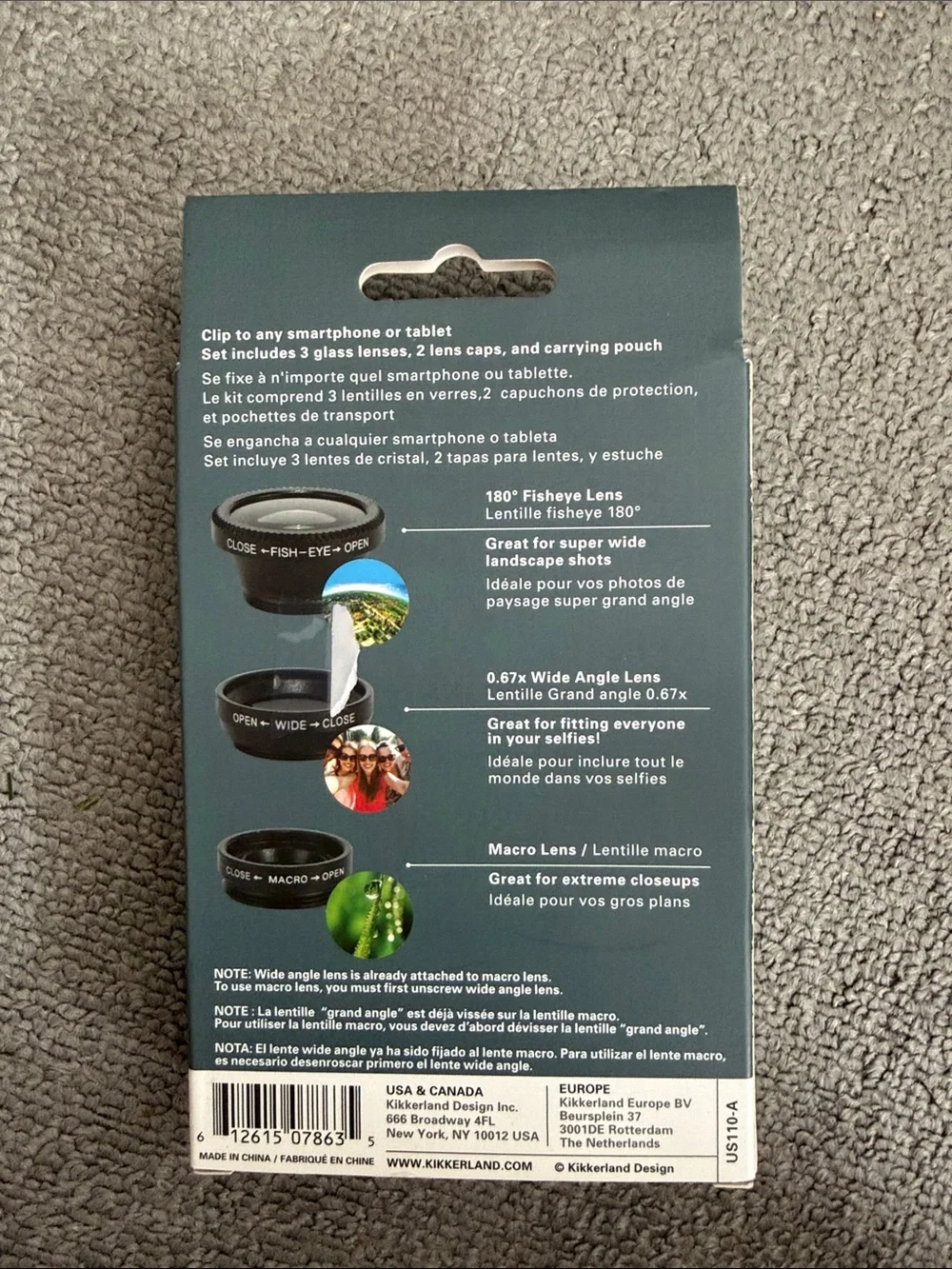 Kikkerland Black Clip Lens Set with Multiple Lenses